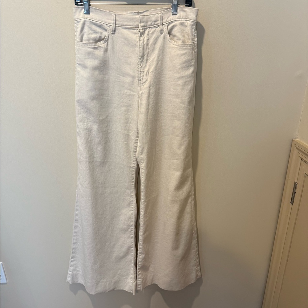 Banana Republic Minimalist High Rise Wide Leg Trousers Beige 28 - Picture 4 of 10